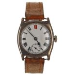 Rolex silver cushion cased wire-lug wristwatch, import hallmarks Glasgow 1928, circular enamel