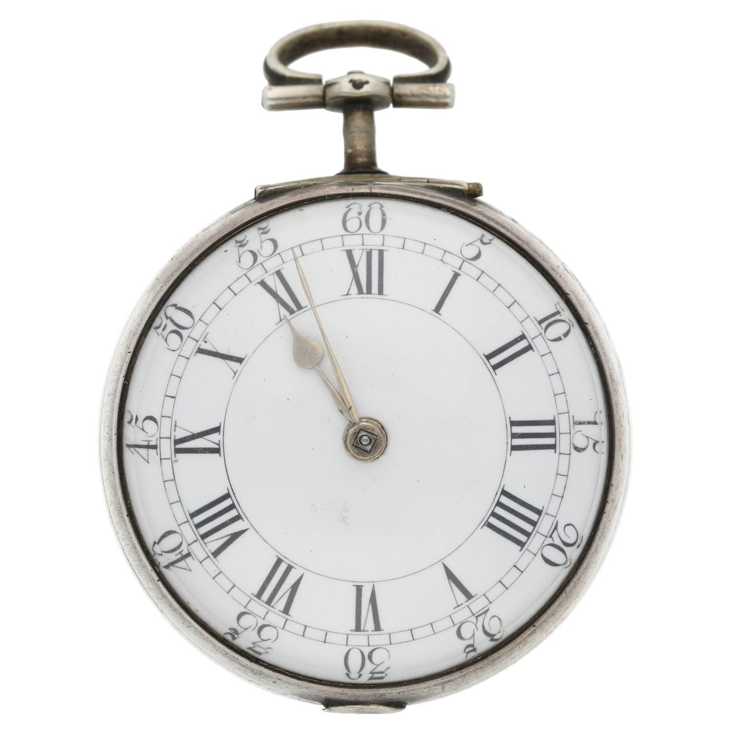 Robert Derwood, London - George III English silver pair cased verge pocket watch, London 1775, - Image 3 of 7