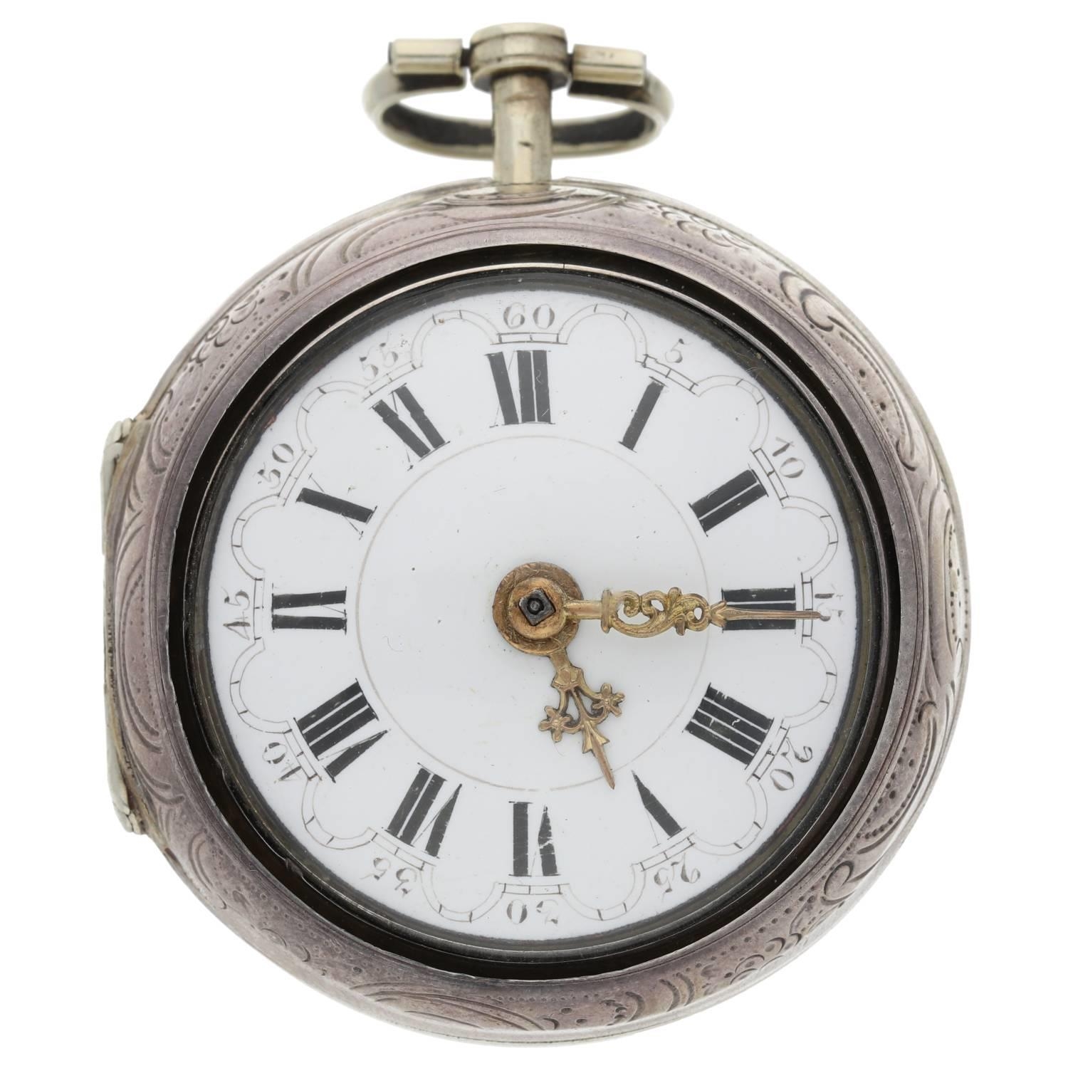 Samson, London - George III English silver repoussé pair cased verge pocket watch, London 1806, - Image 2 of 9
