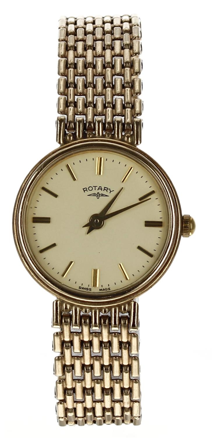 Rotary 9ct lady's wristwatch, circular dial with applied baton markers and minute markers, gilt