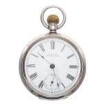 American Waltham 'Riverside' silver lever pocket watch, circa 1895, signed movement, no. 7342758,
