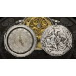 Charles Cabrier, London - 18th century silver pair case verge pocket watch, signed fusee movement,