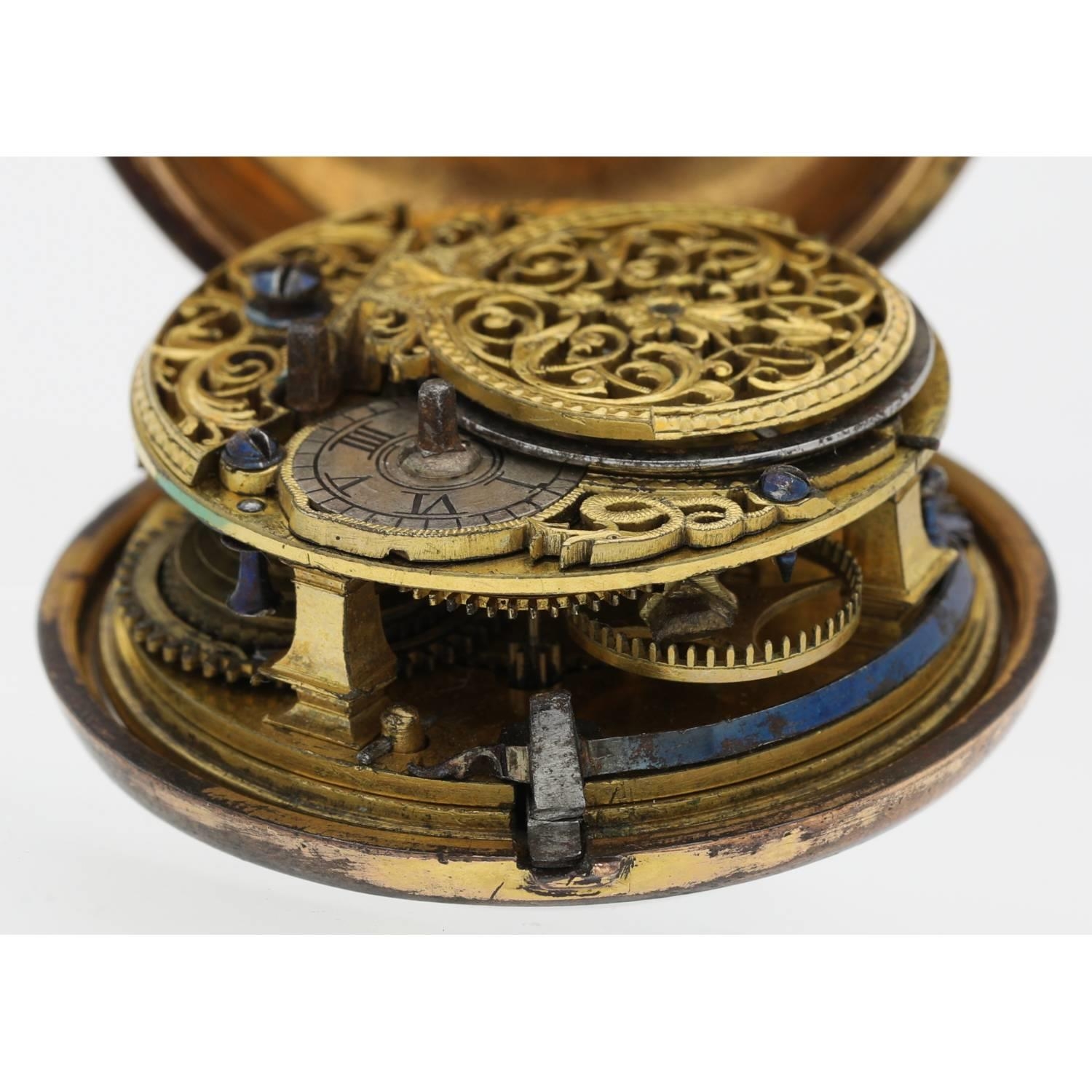 Samuel Whichcote, London - English 18th century gilt metal and tortoiseshell pair cased verge pocket - Image 6 of 10