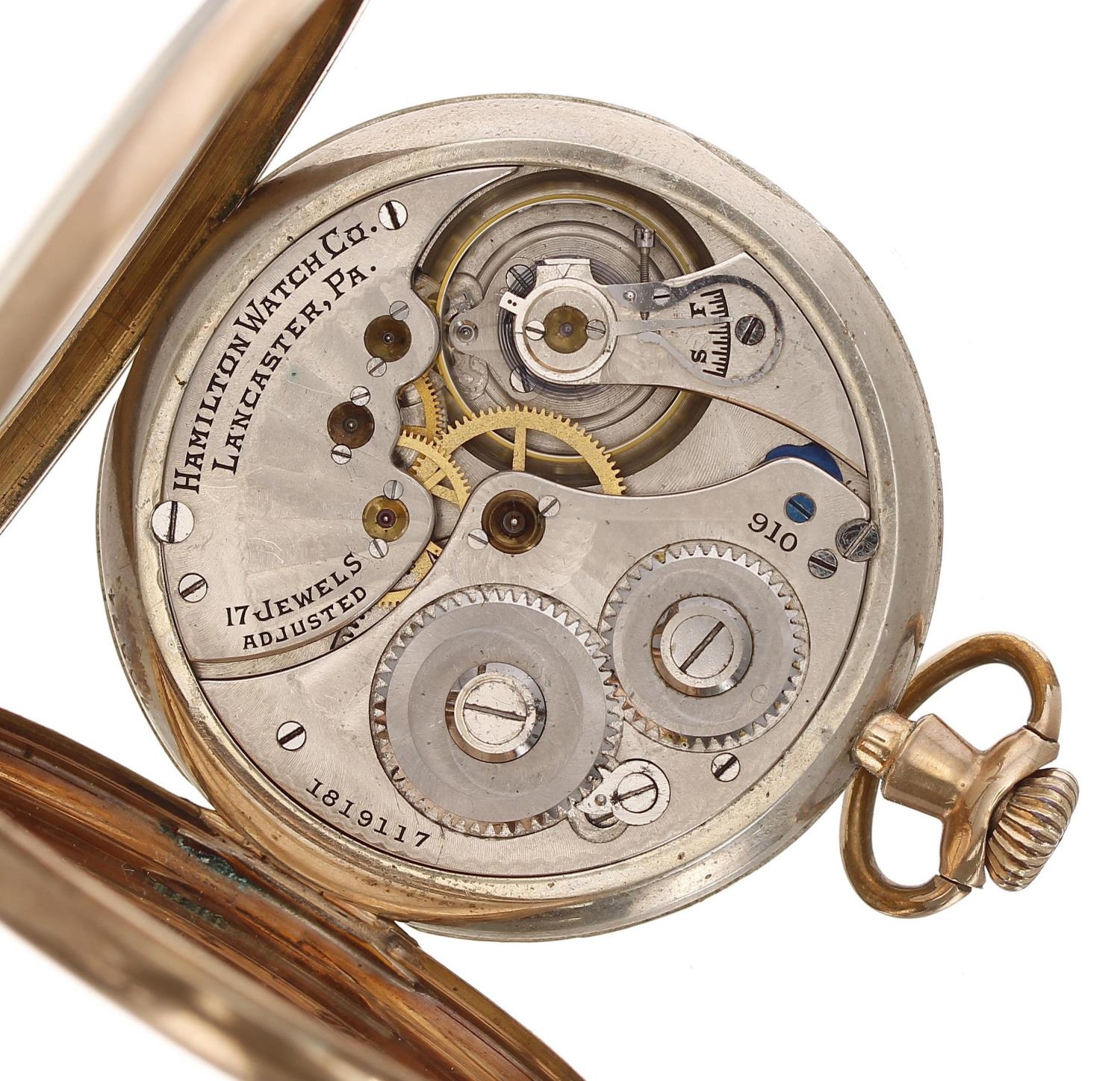 Hamilton Watch Co. gold plated lever dress pocket watch, circa 1921, serial no. 1819117, signed cal. - Image 3 of 4