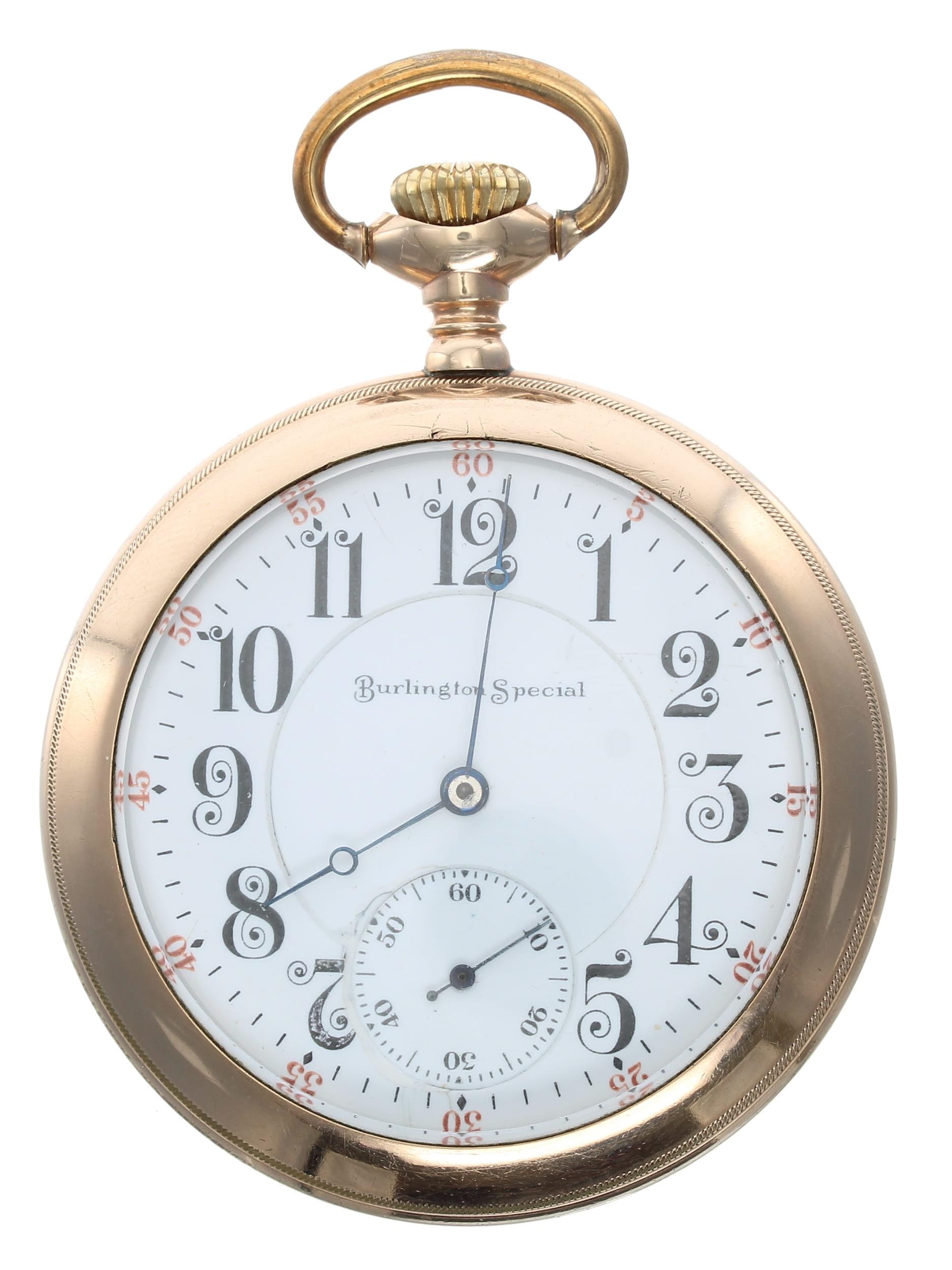 Burlington Watch Co. 'Burlington Special' gold plated lever set pocket watch, circa 1912, signed - Bild 2 aus 4
