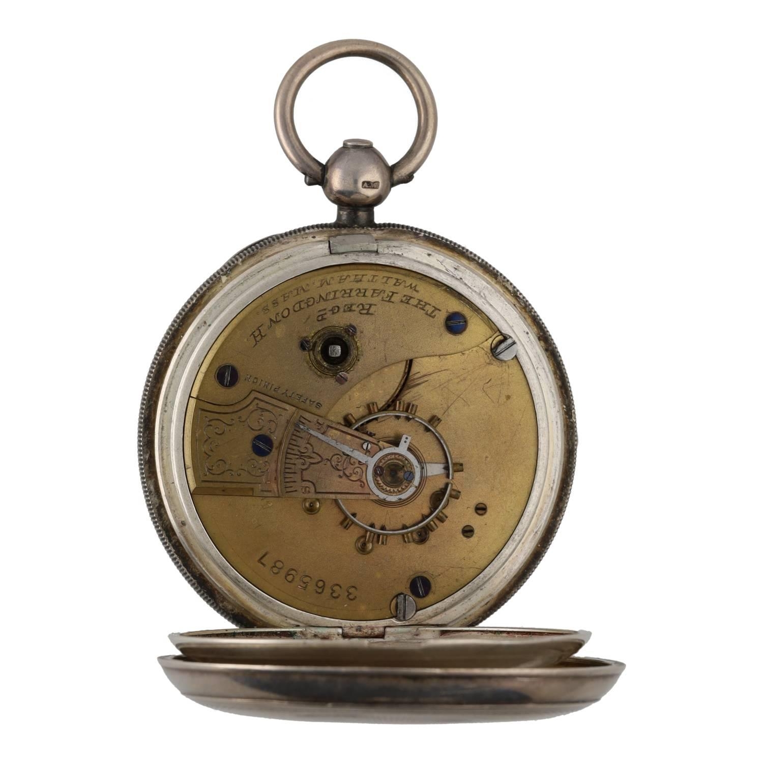 American Waltham 'The Farringdon H.' silver lever pocket watch, circa 1886, serial no. 3365987, with - Image 2 of 3