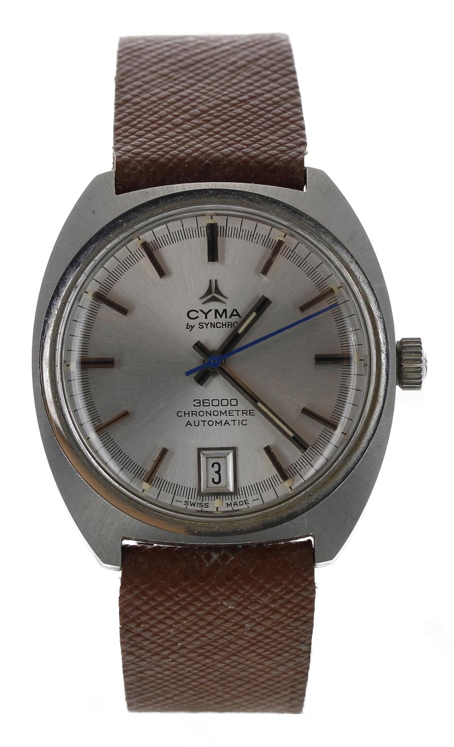 Cyma by Synchron 36000 Chronometre automatic stainless steel gentleman's wristwatch, circular