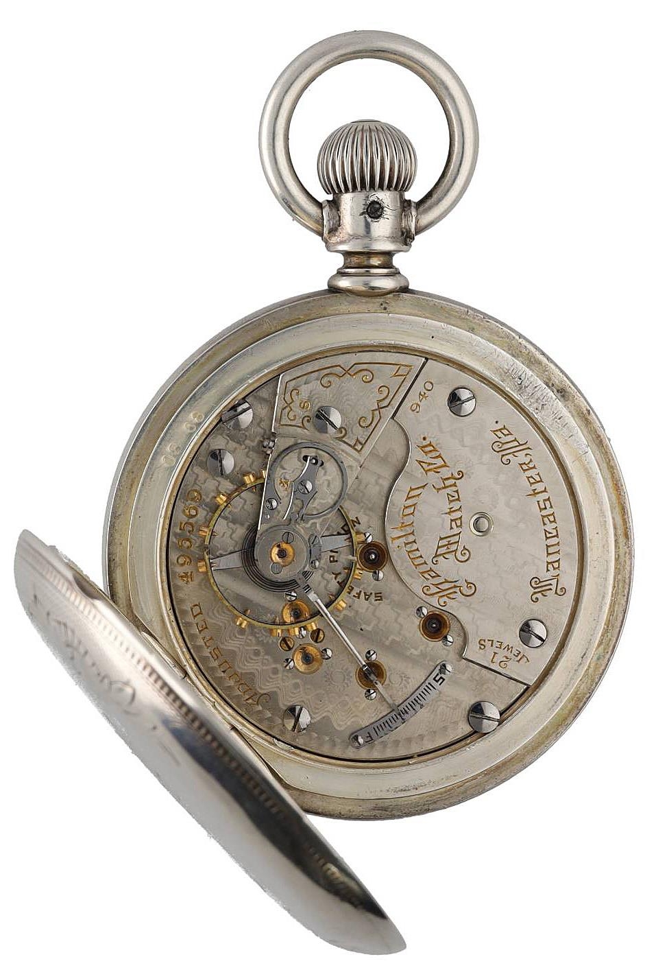 Hamilton Watch Co. lever set hunter pocket watch, circa 1905, serial no. 495569, signed cal. 940 - Image 3 of 5