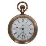 Waterbury Watch Co. Addison Series K duplex gold plated pocket watch, signed movement, signed