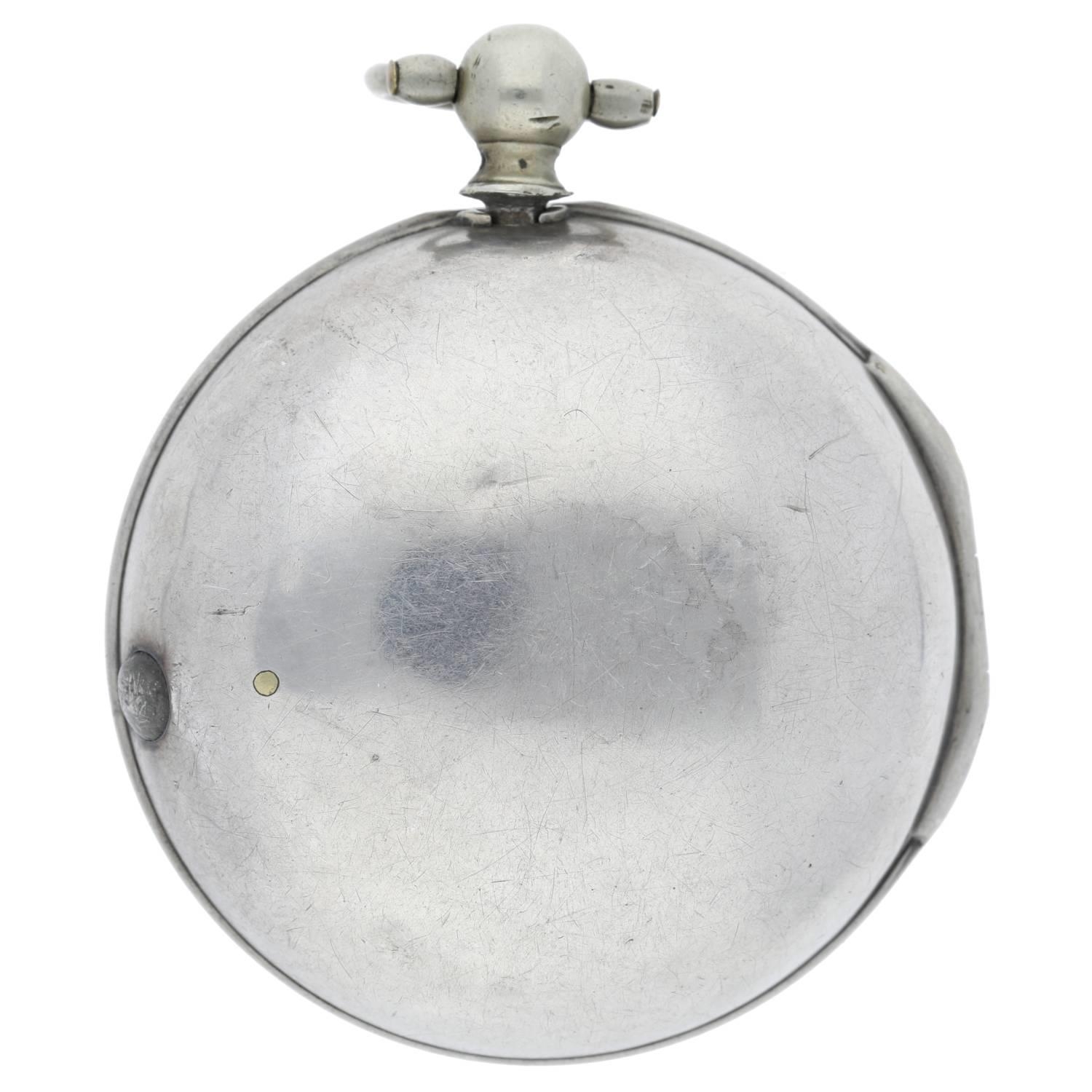 James Mew, London - English mid-18th century silver pair cased verge pocket watch, London 1758, - Image 5 of 7