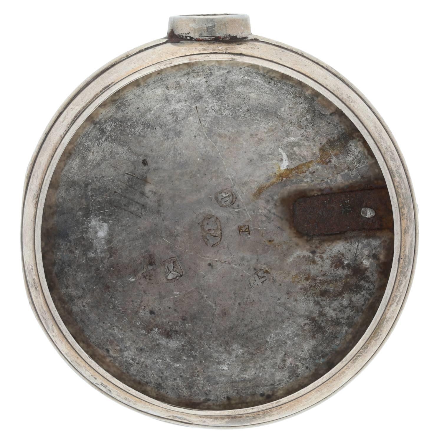 English 19th century silver pair cased verge pocket watch, London 1848, unsigned fusee movement, no. - Bild 7 aus 7