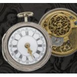 Samson, London - George III English silver repoussé pair cased verge pocket watch, London 1785,