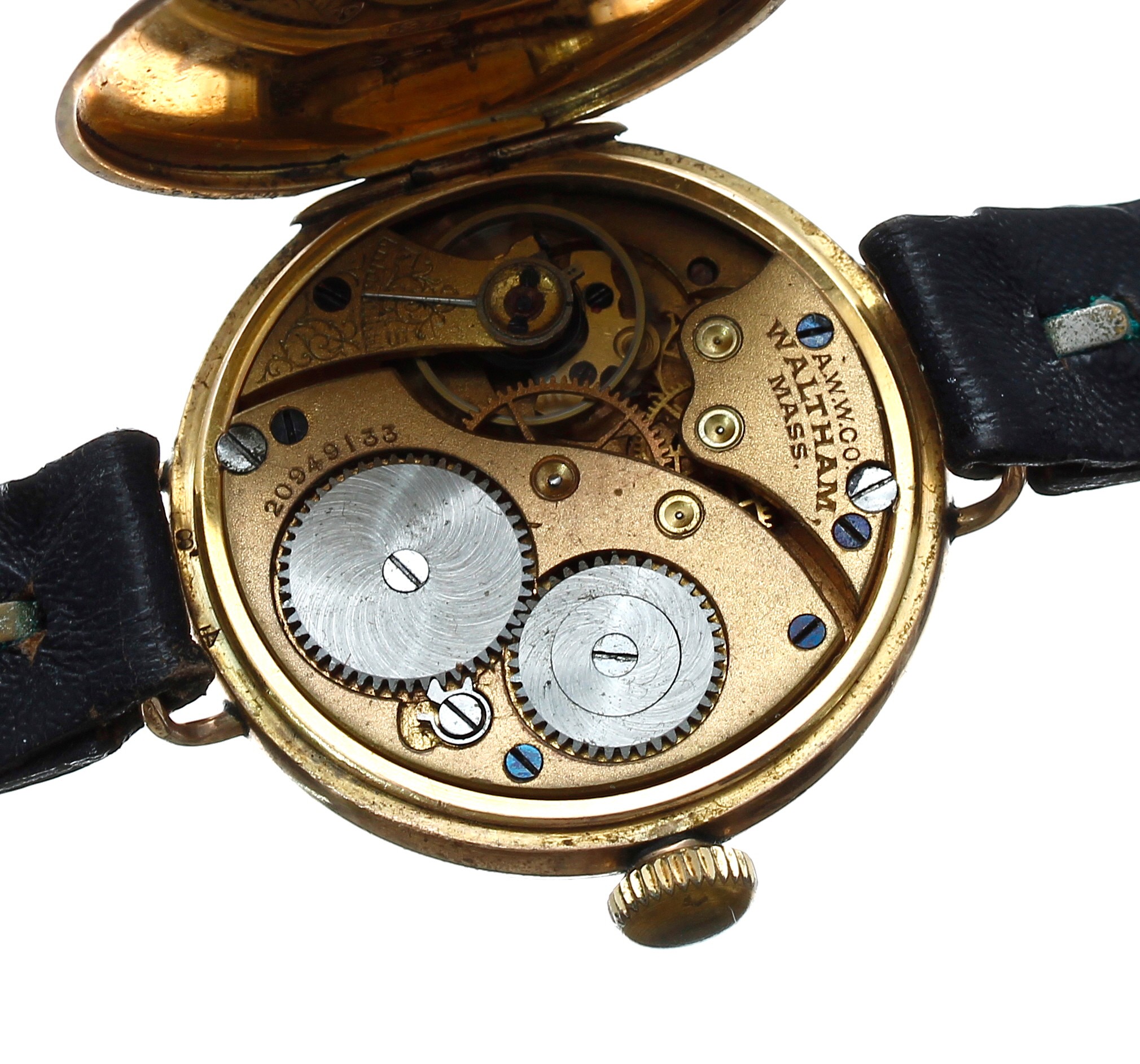 American Waltham 9ct wire-lug gentleman's wristwatch, circa 1917, serial no. 20949xxx, circular - Image 3 of 3