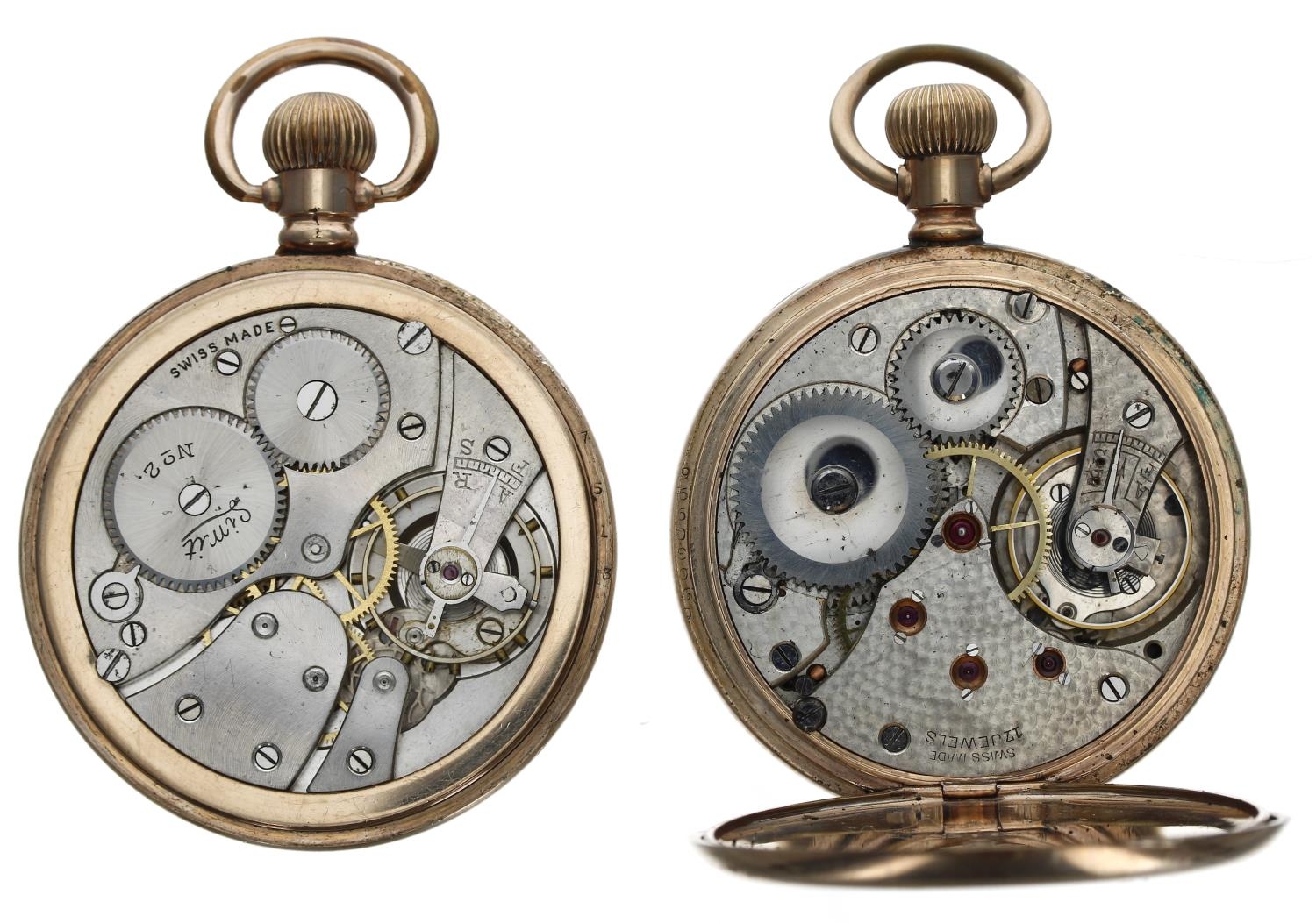 Limit No. 2 gold plated lever pocket watch, within a Dennison Star case, 50mm; together with a Swiss - Image 3 of 3