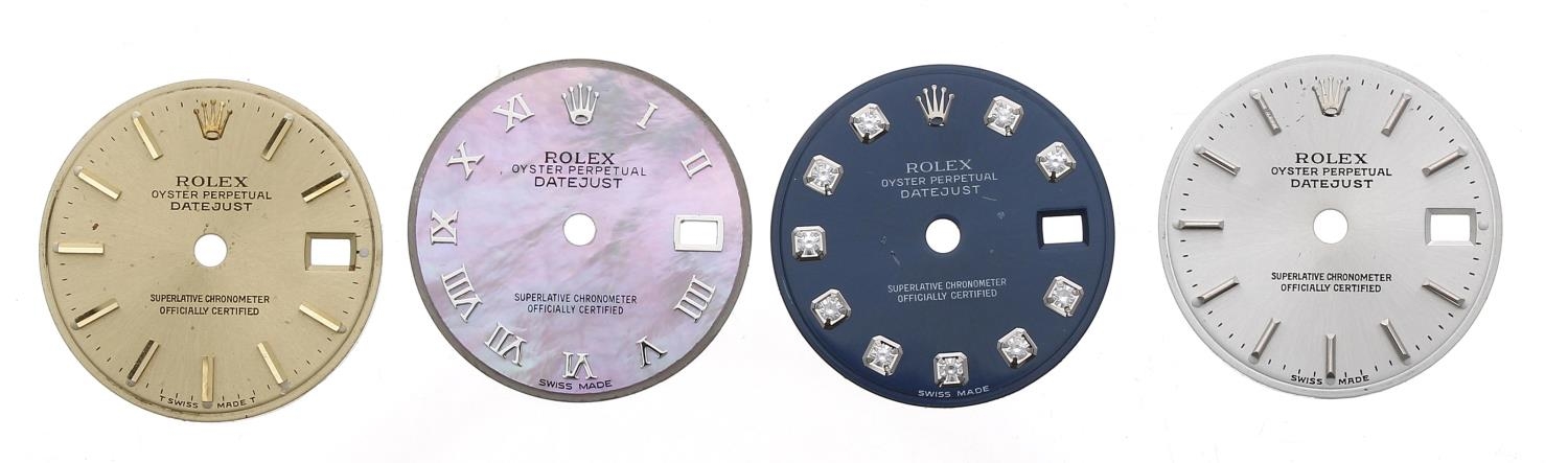 Rolex - Four Rolex Oyster Perpetual Datejust lady's wristwatch dials (4)