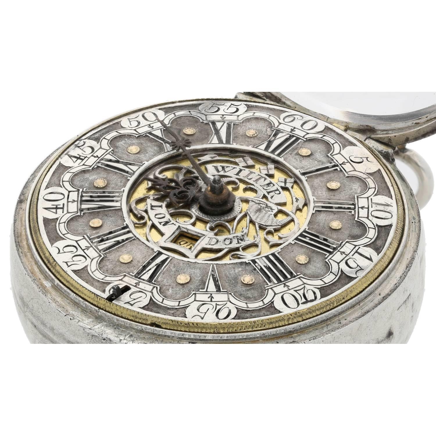 John Wilter, London - English 18th century silver pair cased verge calendar pocket watch, the - Image 8 of 11