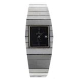 Cyma Navystar Quartz stainless steel gentleman's wristwatch, squared black dial with Roman twelve