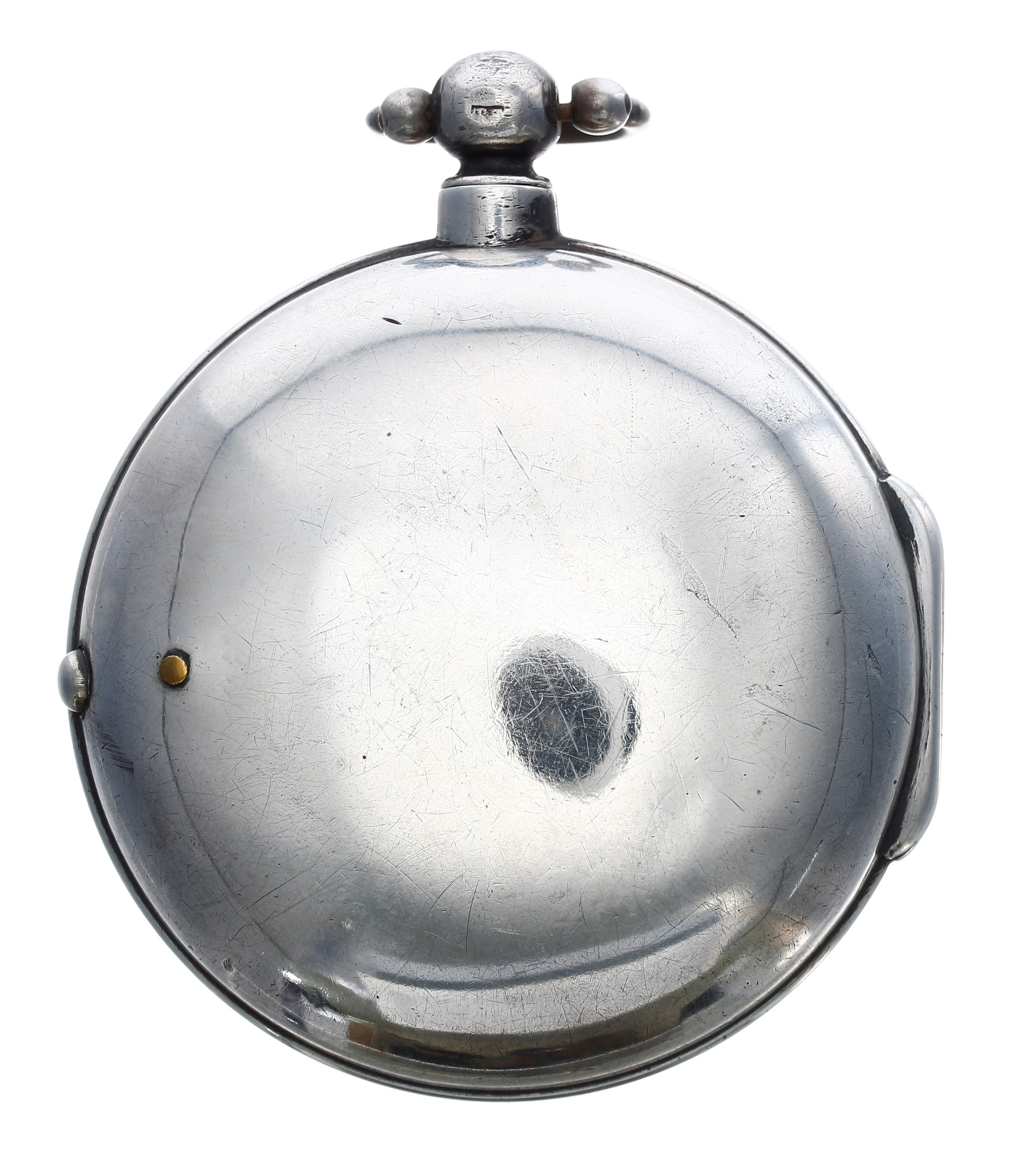 English George IV silver pair cased verge pocket watch, London 1826, unsigned fusee movement, no. - Image 4 of 6