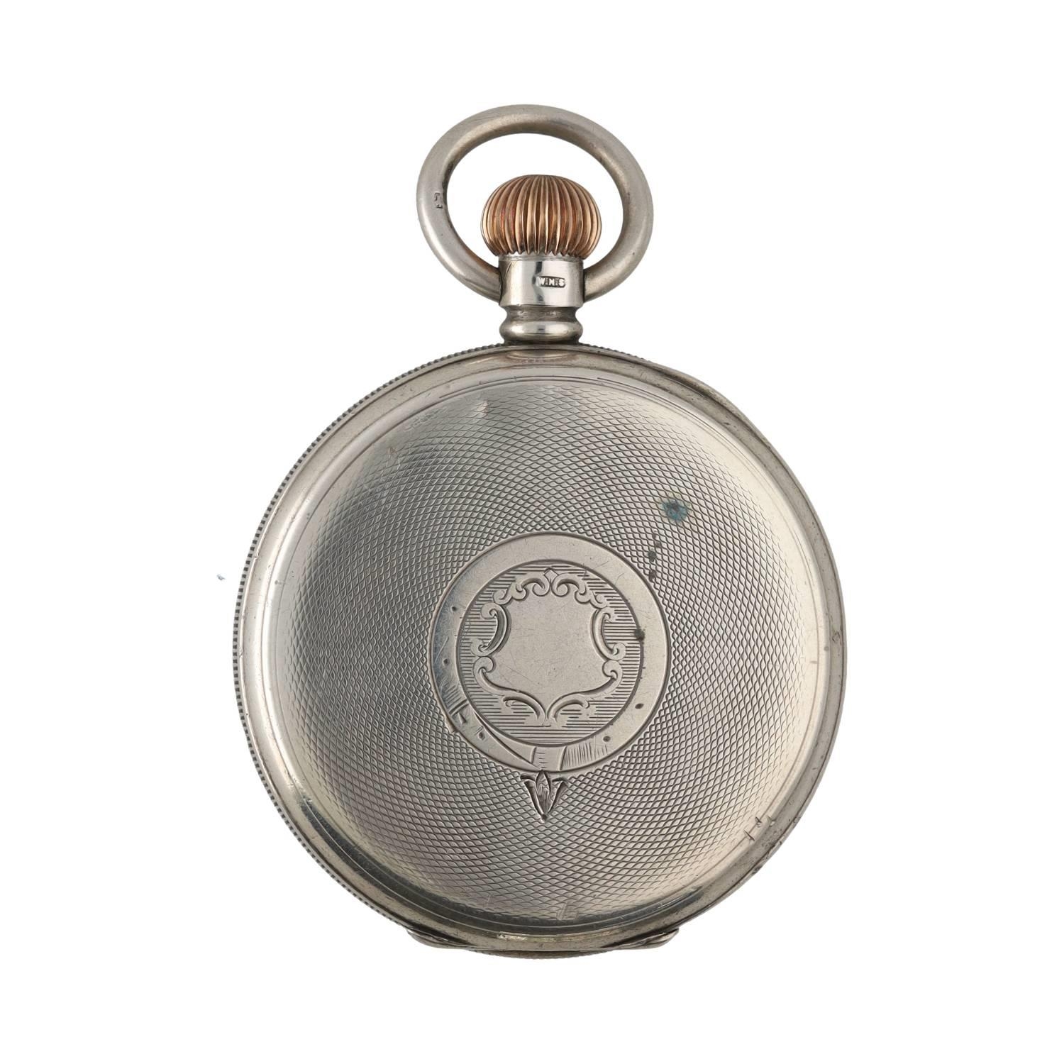 Edwardian silver lever pocket watch, Birmingham 1906, 16 jewel three quarter plate movement, no. - Bild 3 aus 3