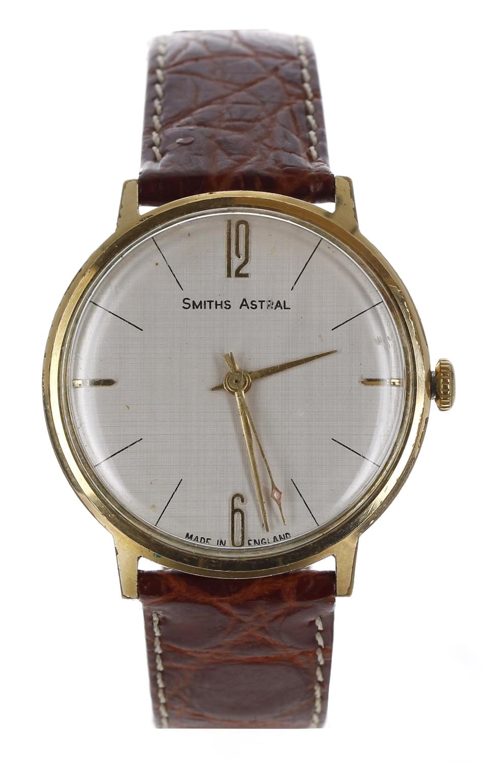 Smiths Astral gold plated and stainless steel gentleman's wristwatch, circular silvered dial with