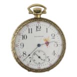 American Waltham gold plated lever pocket watch, circa 1919, serial no. 23136428, signed 17 jewel