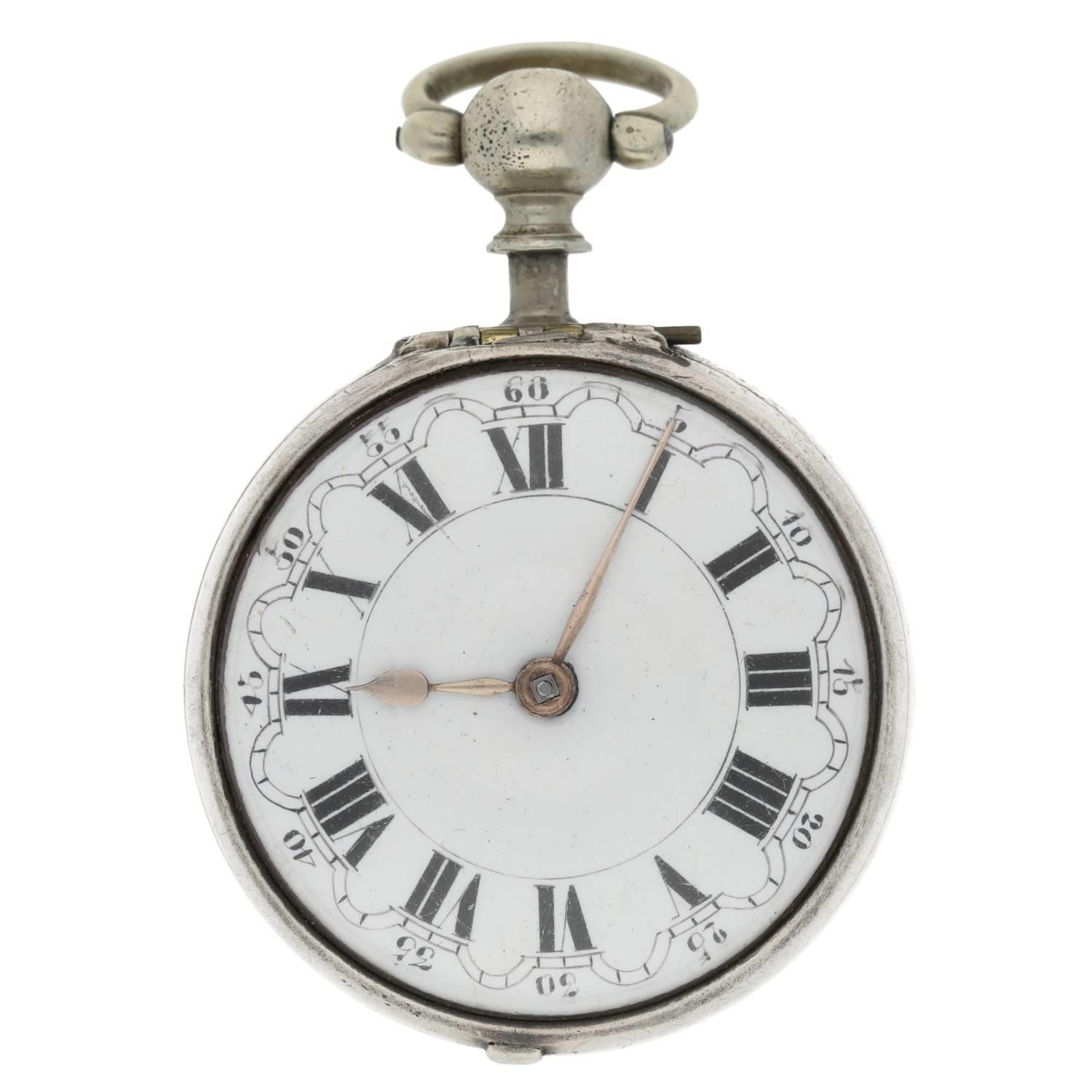 William Knight, West Marden - mid-18th century English silver pair cased verge pocket watch, - Image 3 of 10