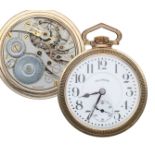 Illinois Watch Co. gold plated lever set pocket watch, circa 1924, signed 19 jewel adjusted 3