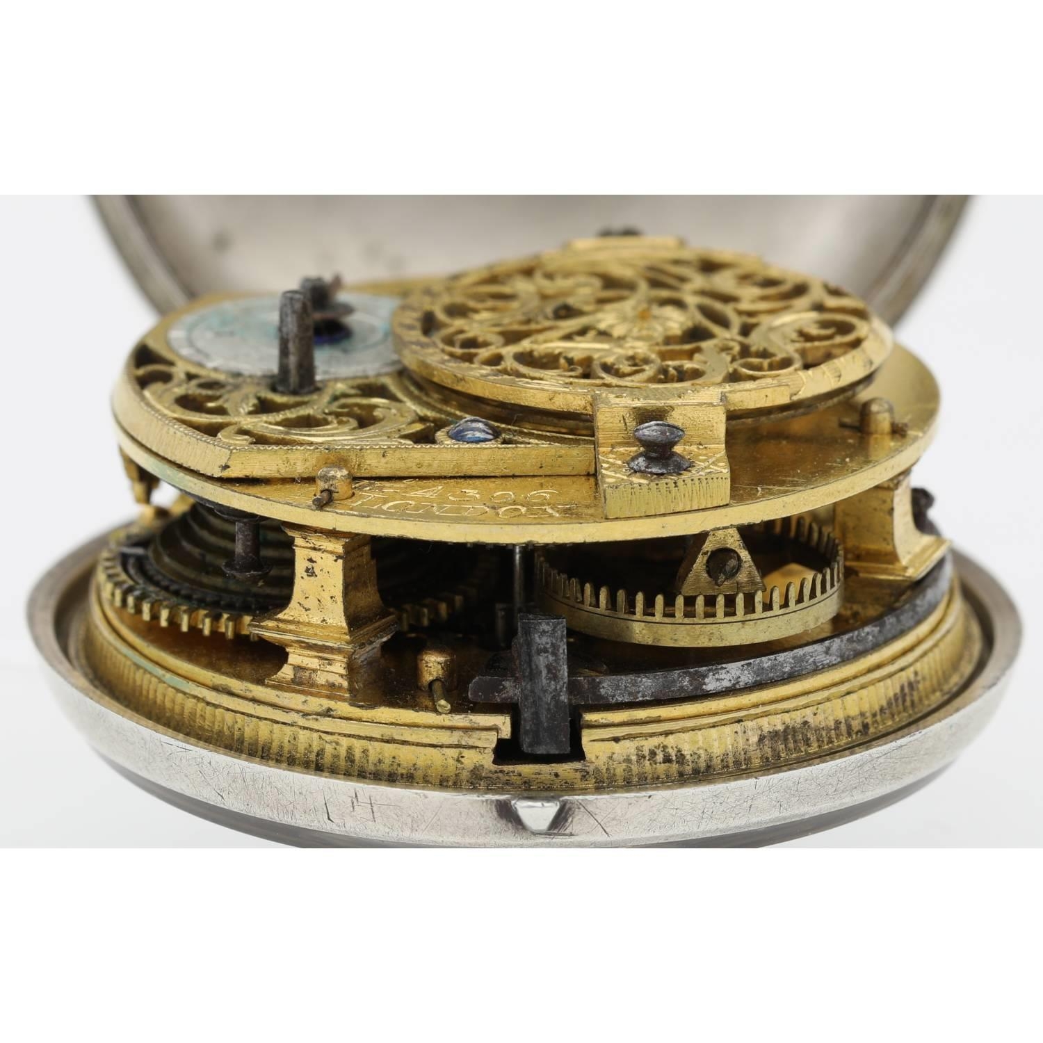 John Wilter, London - English 18th century silver pair cased verge calendar pocket watch, the - Image 4 of 11