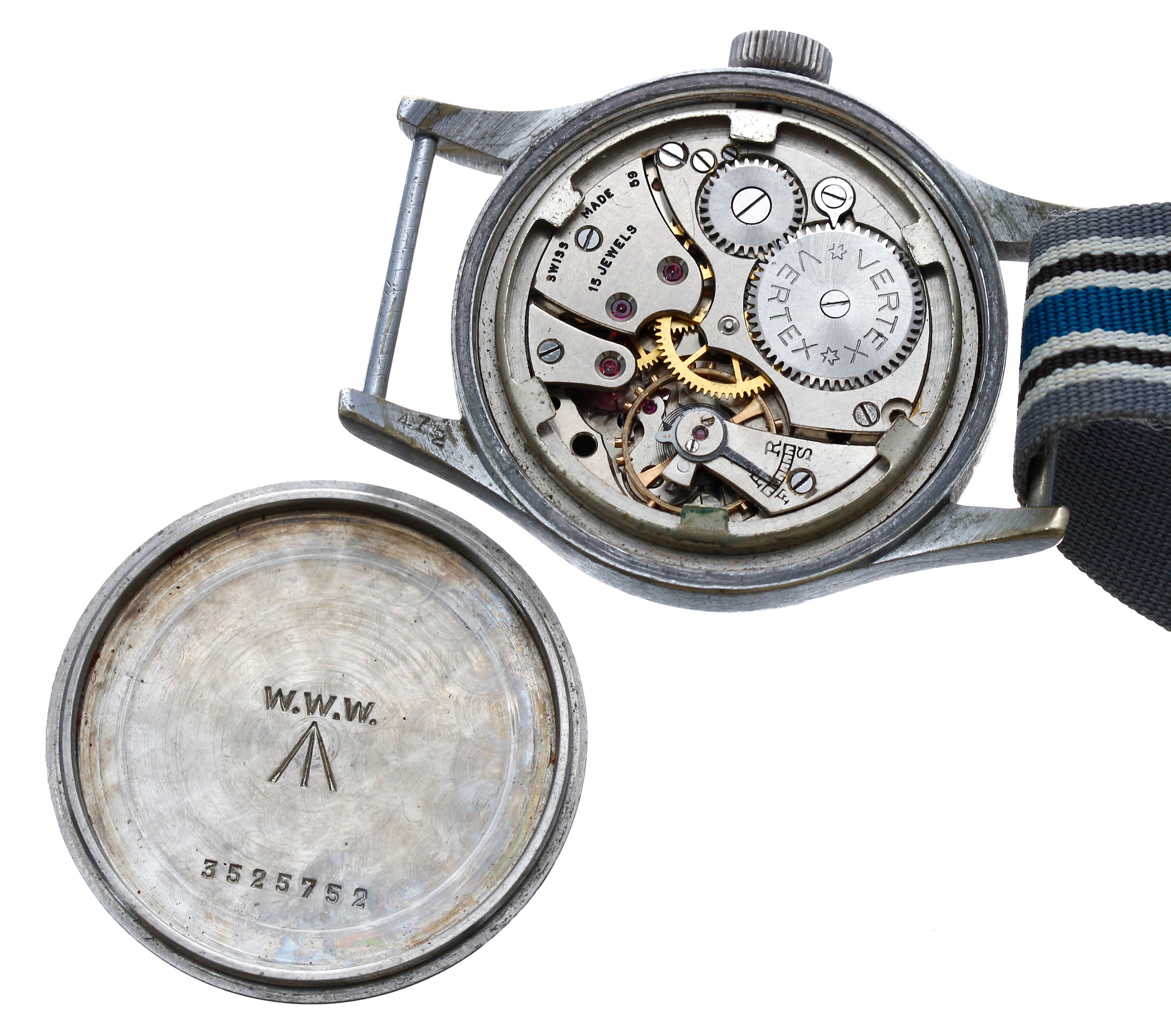 Vertex British Military issue nickel and stainless steel gentleman's wristwatch, signed circular - Image 3 of 3