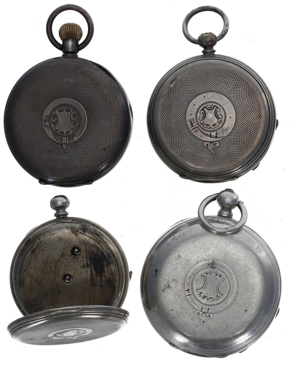 Two silver lever pocket watches (one lacking bezel and glass); together with two silver cylinder - Image 2 of 2