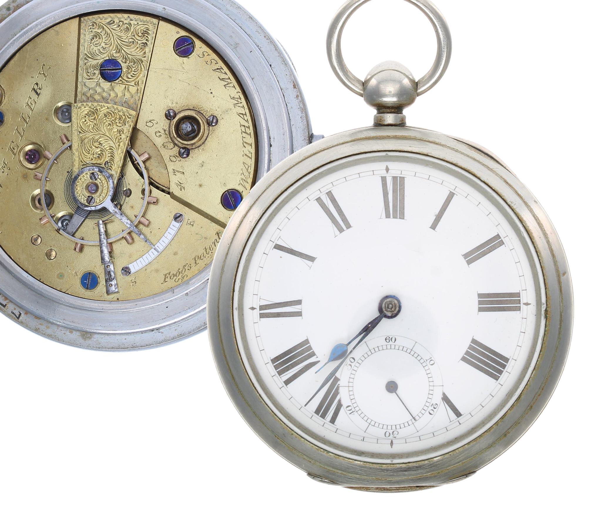 Railway Interest - American Waltham 'W'm Ellery' Midland Railway nickel cased lever pocket watch,