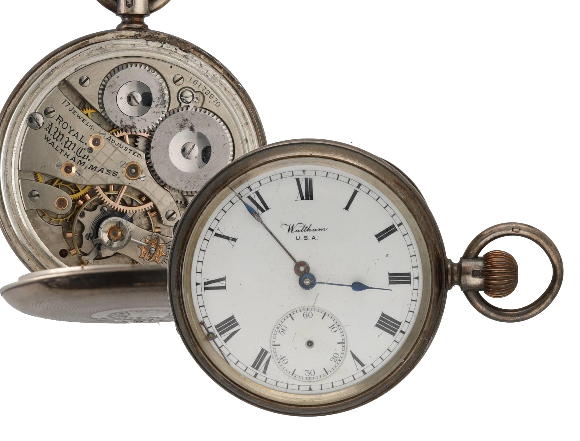 American Waltham 'Royal' silver lever pocket watch, circa 1907, serial no. 16179970, signed 17 jewel