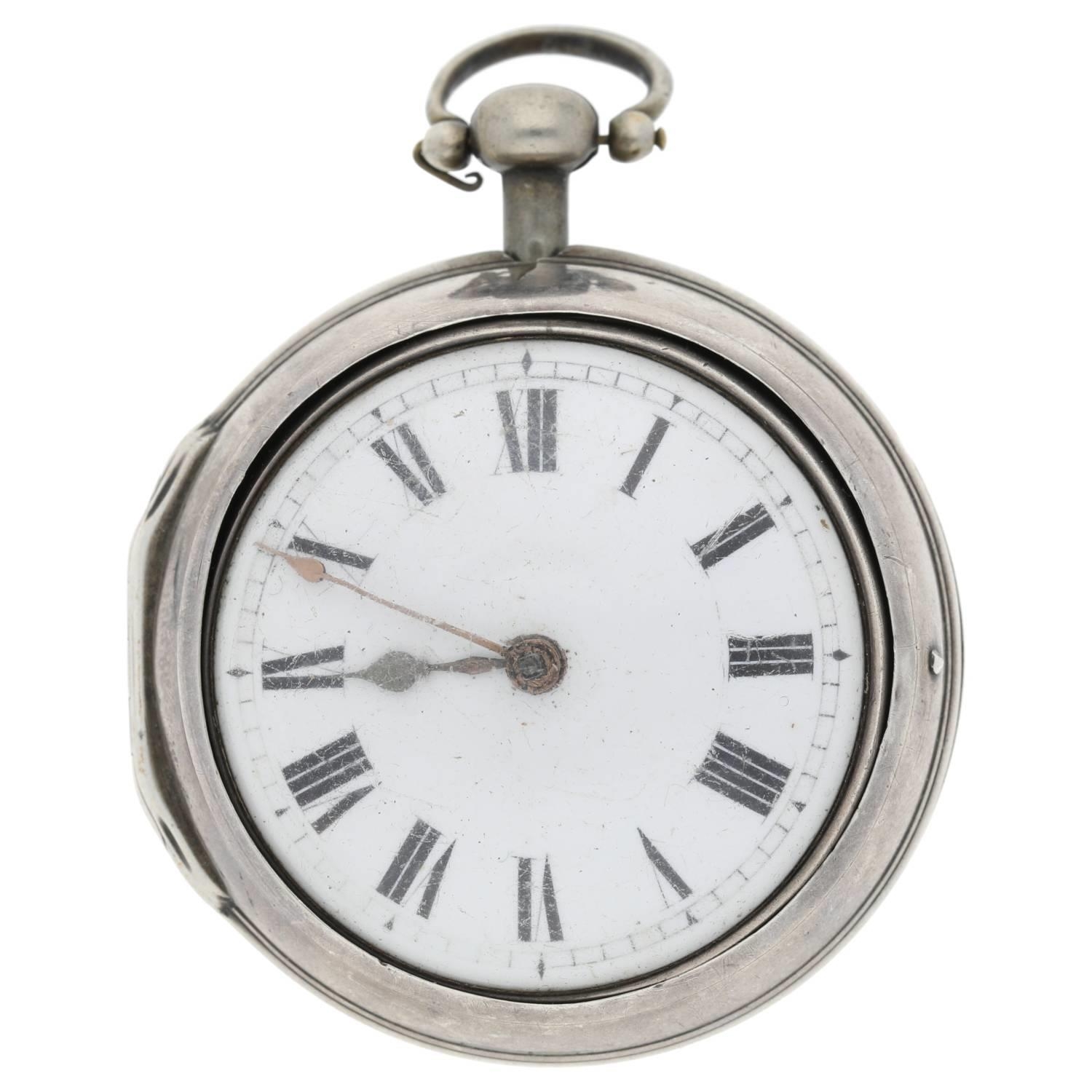 Jas Sibley, London - English 18th century silver pair cased verge pocket watch, signed fusee - Bild 2 aus 7