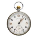 Helvetia WWII British Military Army issue nickel cased lever pocket watch, cal. 32A movement
