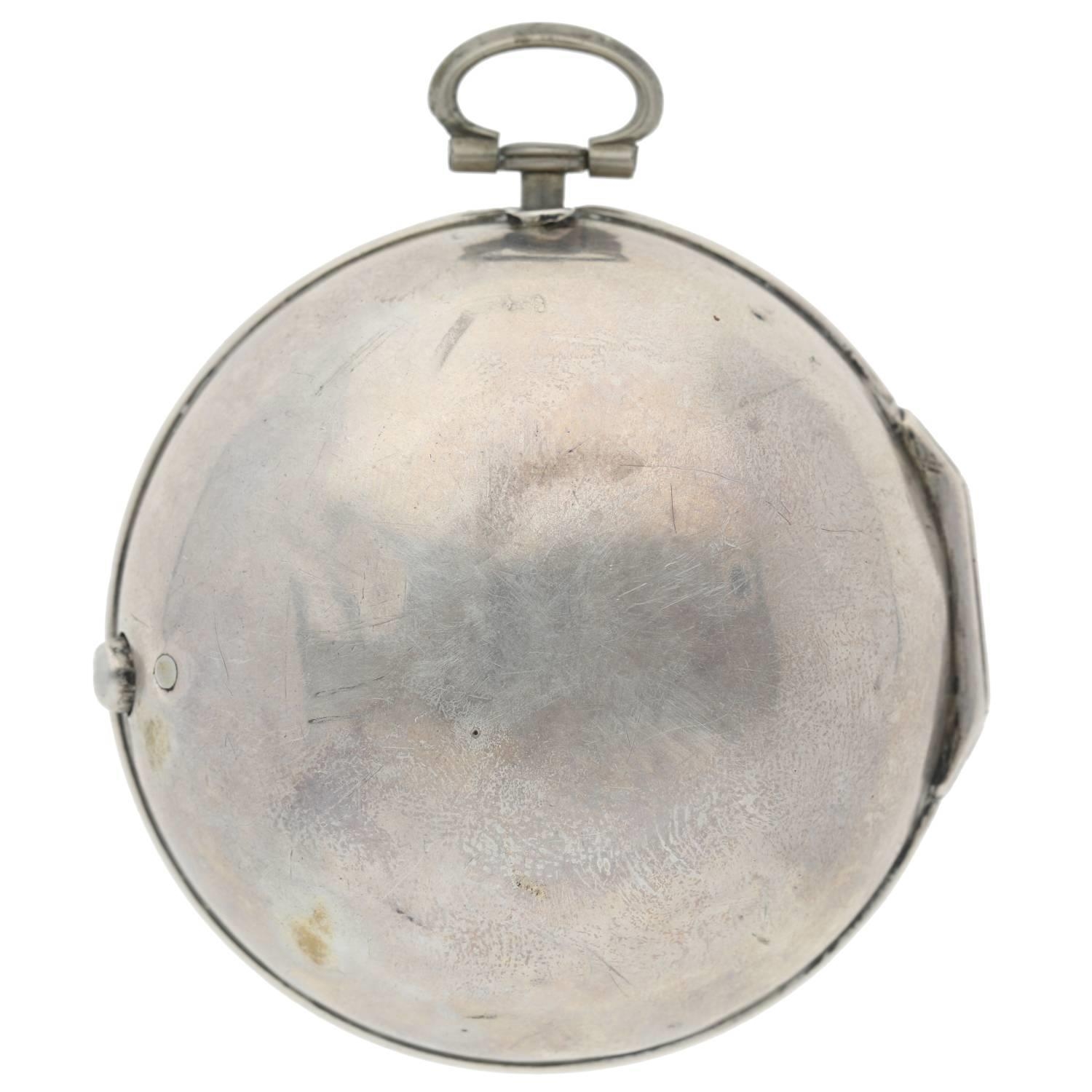 Thomas Lashbrook, London - English early 18th century silver pair cased verge pocket watch, circa - Image 8 of 11