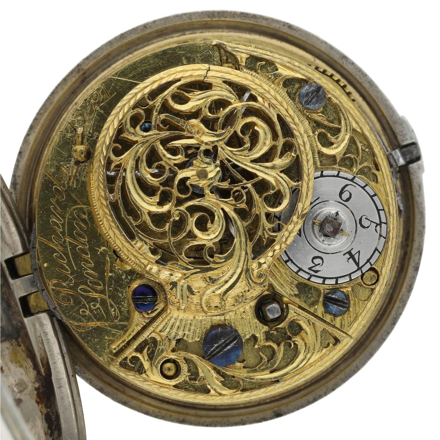 J. Richards, London - English George III silver pair cased verge pocket watch, London 1772, signed - Image 4 of 10