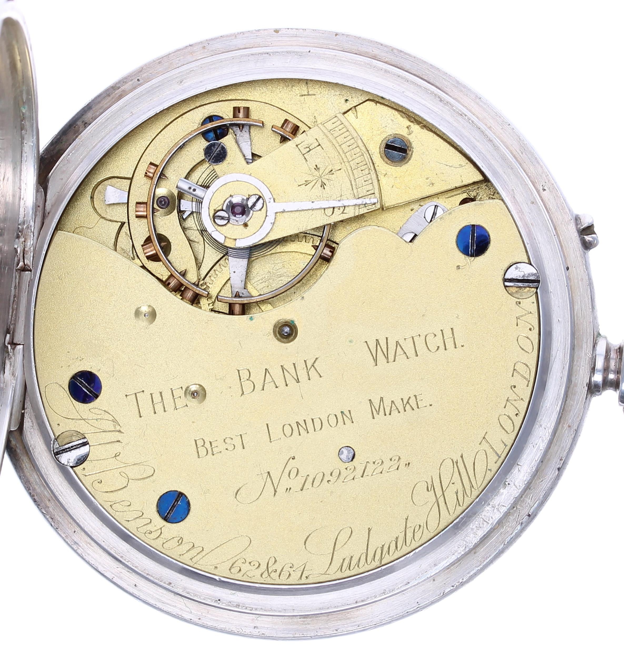 J.W. Benson 'The Bank Watch' - Edwardian silver lever pocket watch, London 1903, three quarter plate - Image 3 of 4