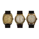 Three automatic gold plated and stainless steel gentleman's wristwatches to include Poljot,