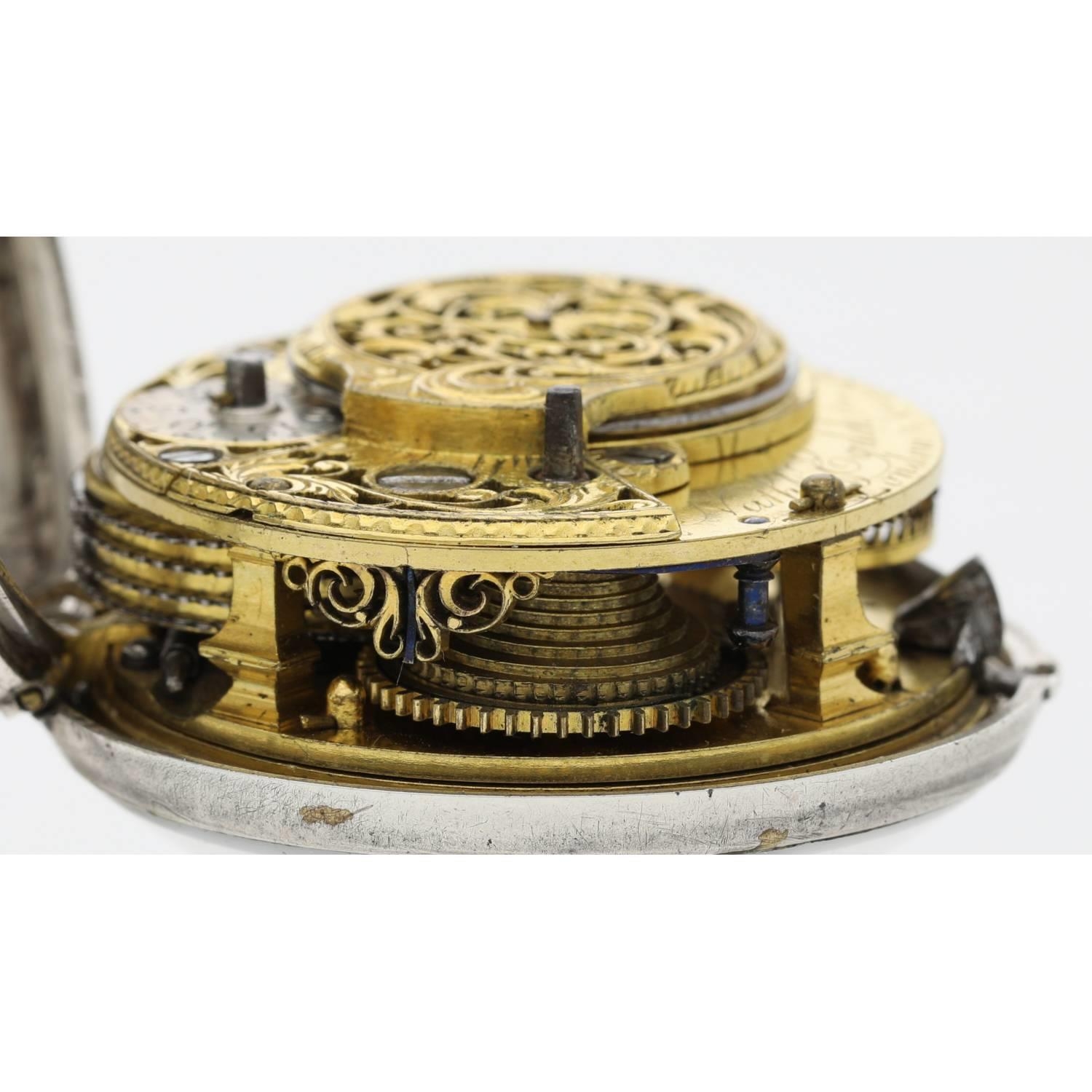 Nath'l Egdch, London - George III silver repoussé pair cased verge pocket watch for the Dutch - Image 5 of 10