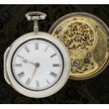 Chas. Robotham, Leicester - English 18th century silver pair cased verge pocket watch, London
