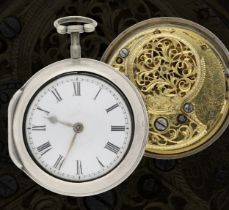 Chas. Robotham, Leicester - English 18th century silver pair cased verge pocket watch, London