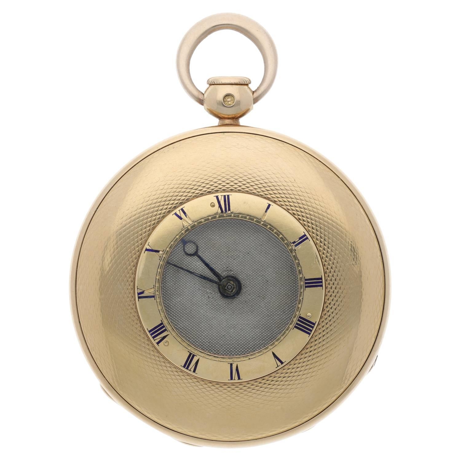 Lepine, Paris - French early 19th century 18k cylinder quarter repeating half hunter pocket watch,