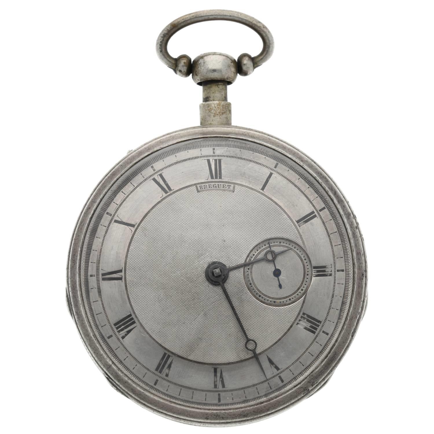 Breguet - French 19th century white metal quarter repeating pocket watch, plunge repeat gilt ruby - Image 2 of 13
