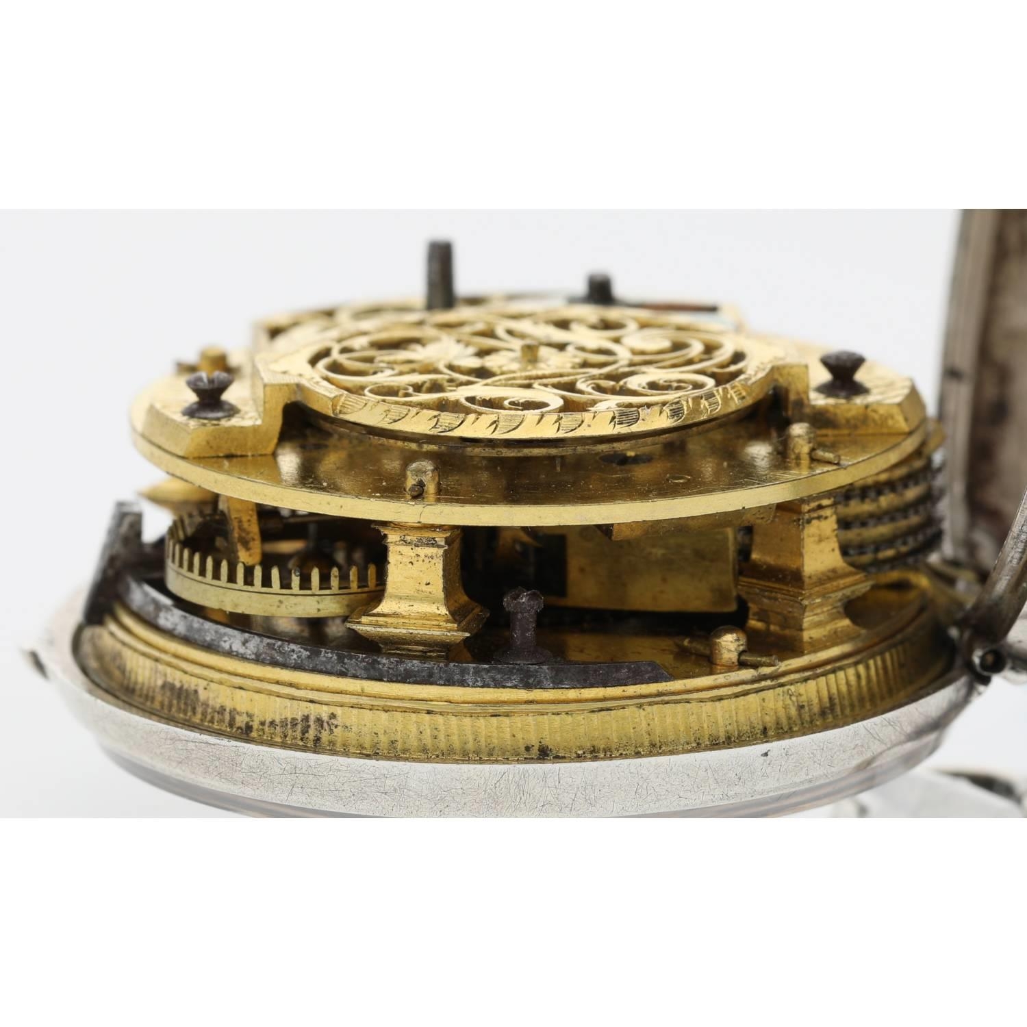 John Wilter, London - English 18th century silver pair cased verge calendar pocket watch, the - Image 6 of 11