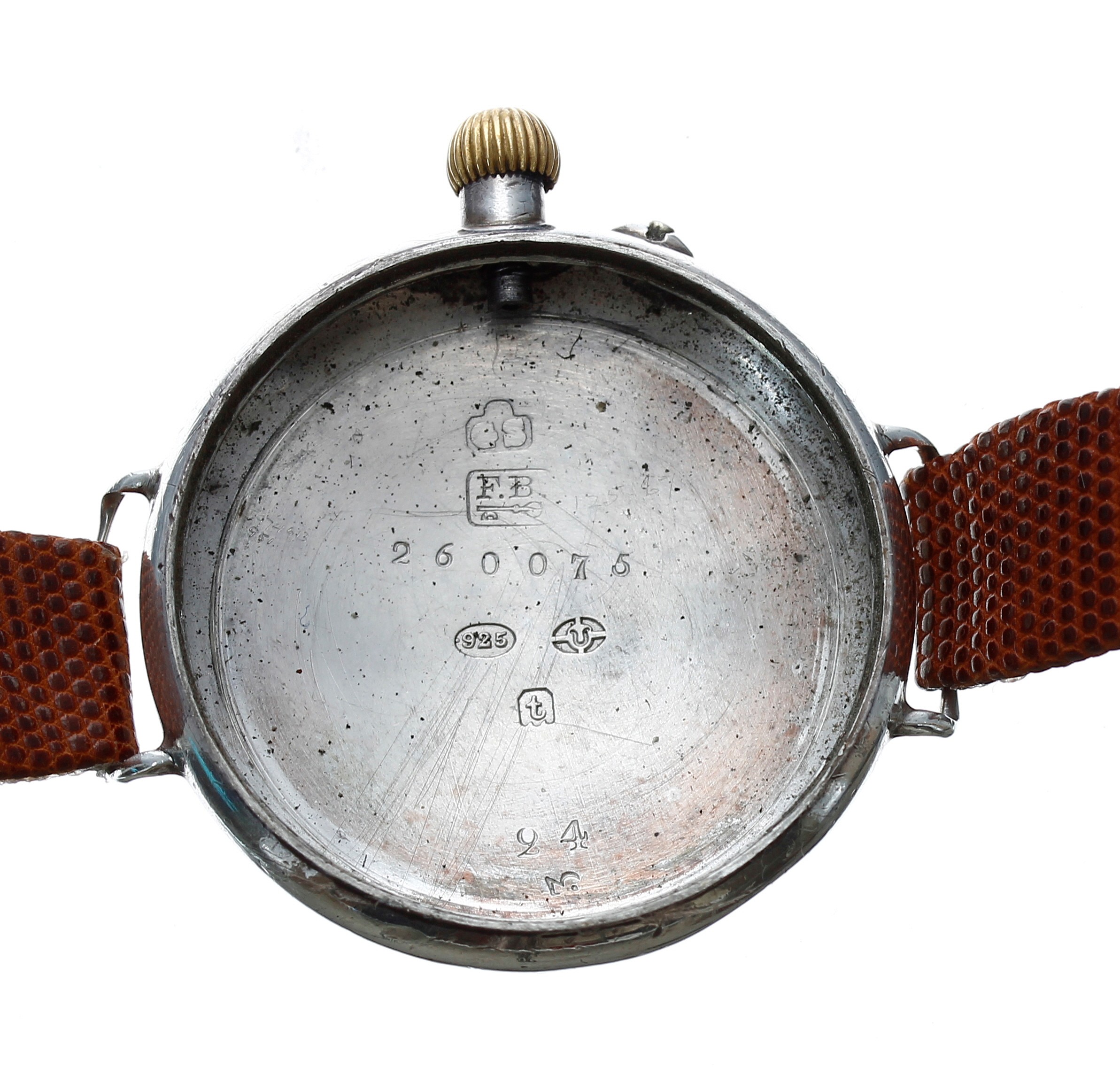 Silver WWI period 'Borgel' cased wire-lug gentleman's wristwatch, import hallmarks London 1914, case - Bild 4 aus 4