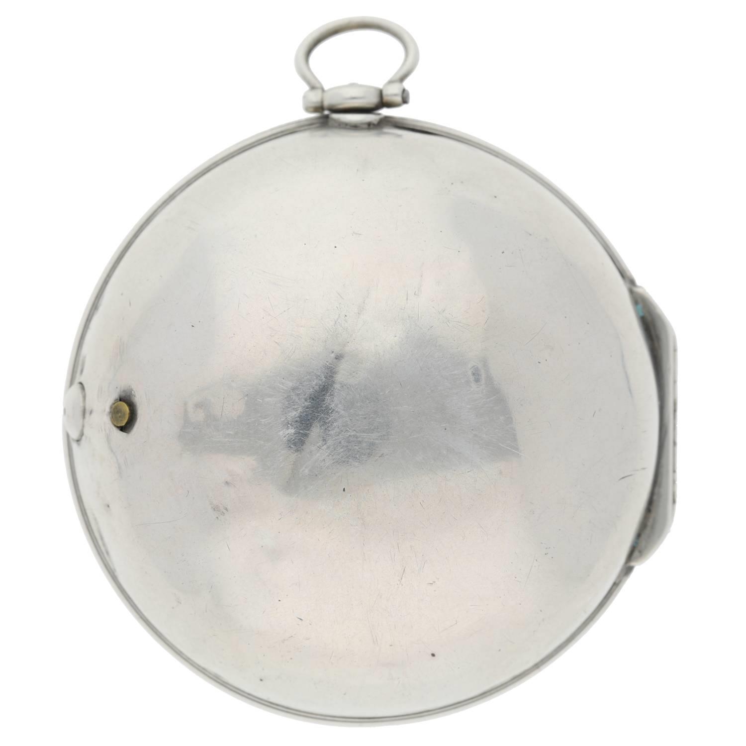 Thomas Bamber, London - English early 18th century silver pair cased verge pocket watch, signed deep - Image 8 of 10