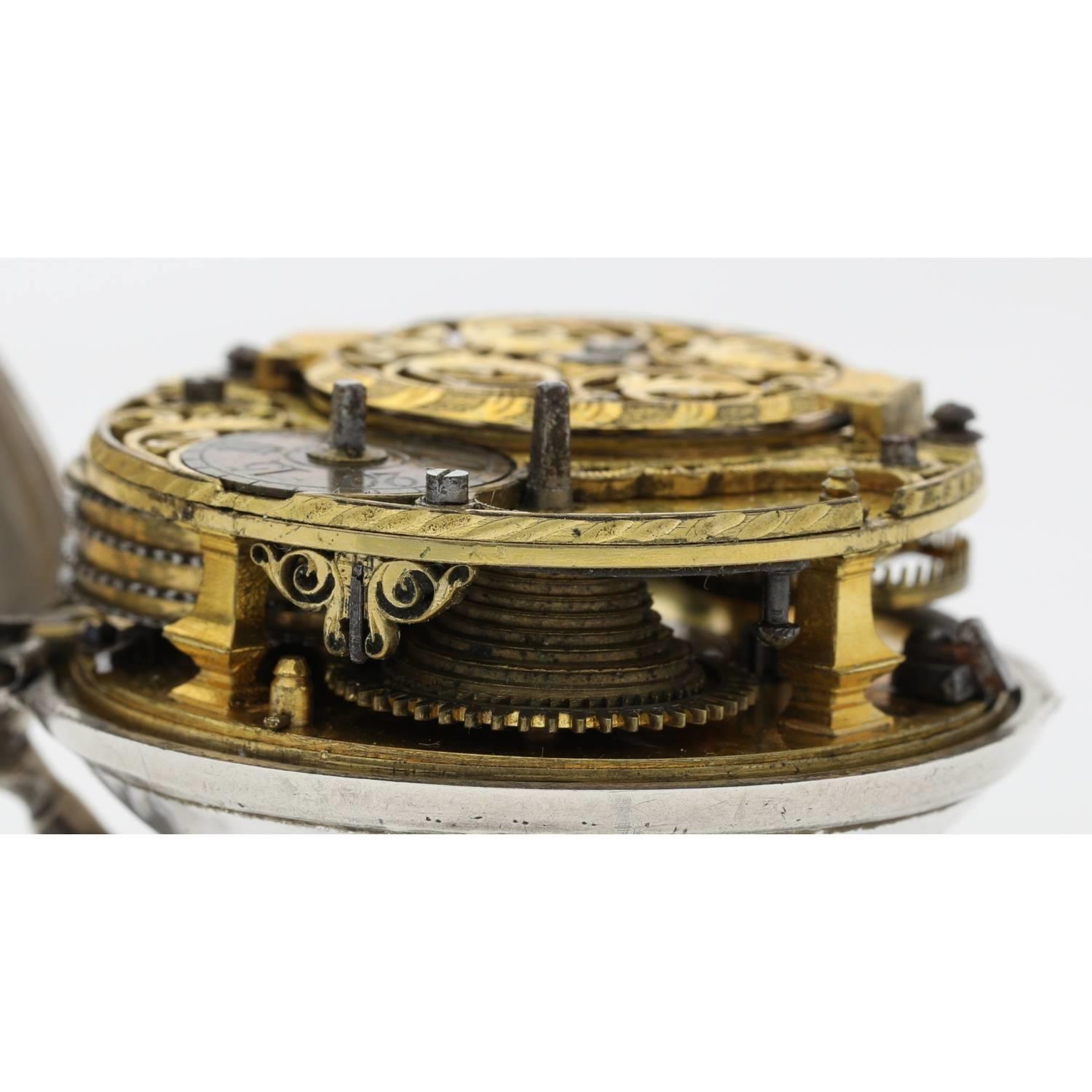 Charles Cabrier, London - 18th century silver pair case verge pocket watch, signed fusee movement, - Image 5 of 11