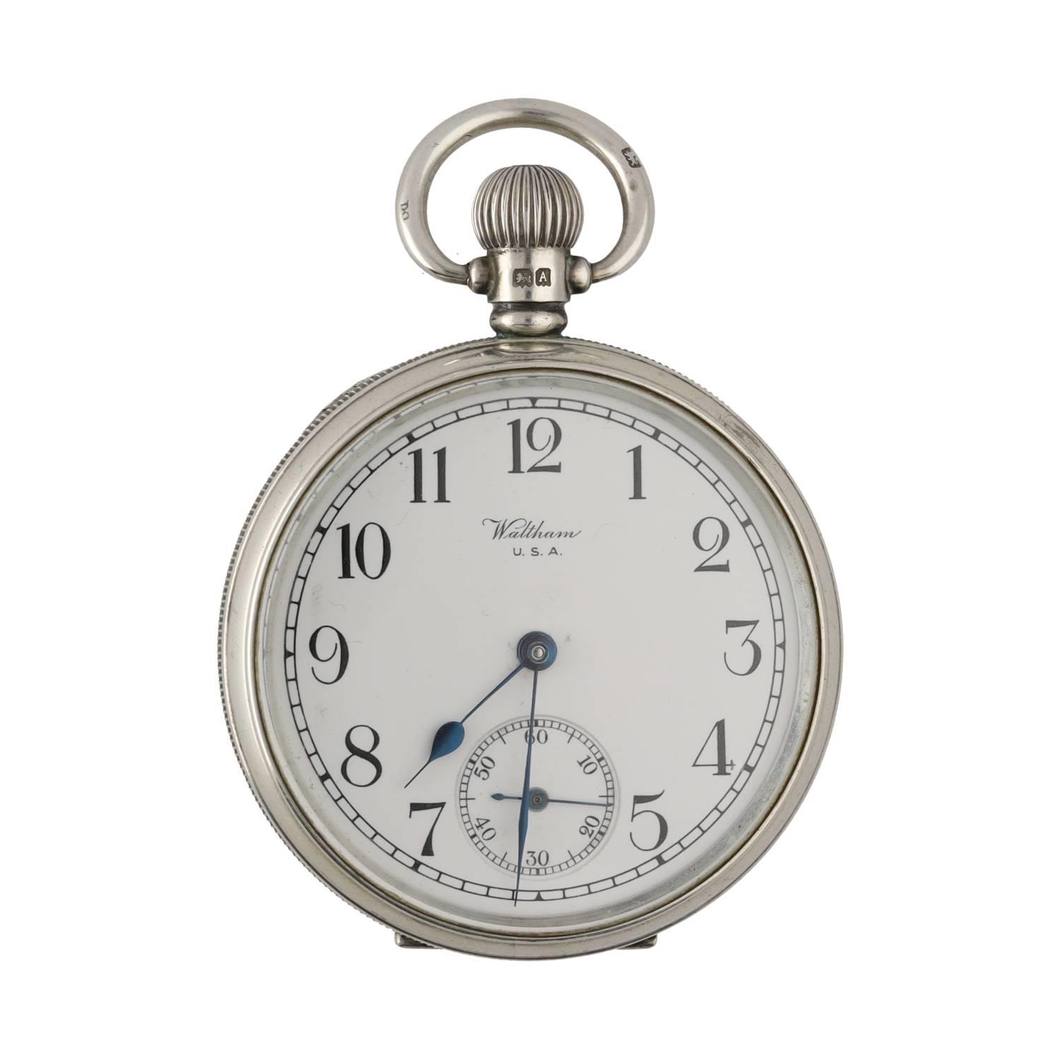 American Watham silver lever pocket watch, circa 1925, serial no. 25172283, signed movement,