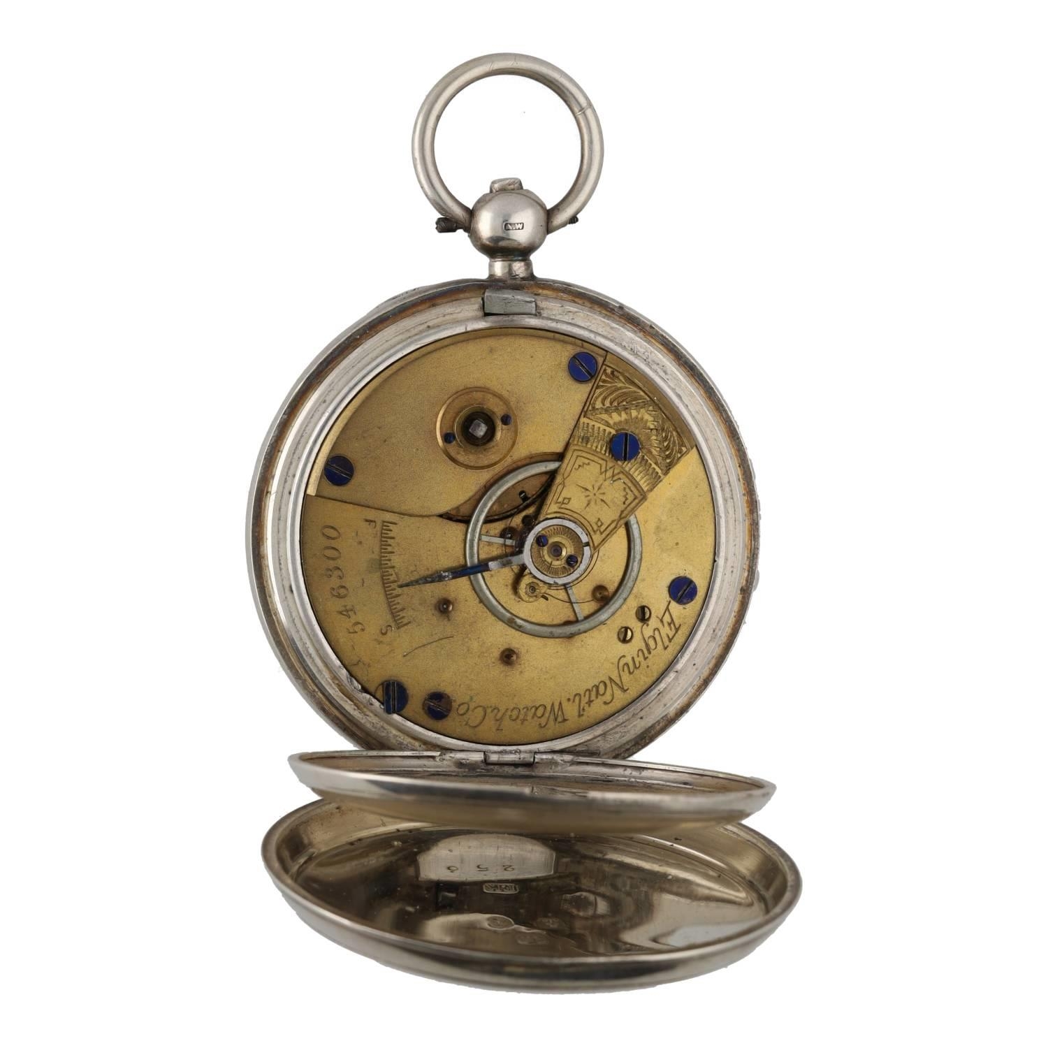 Elgin National Watch Co. silver lever pocket watch, circa 1877, serial no. 546300, signed movement - Image 2 of 3
