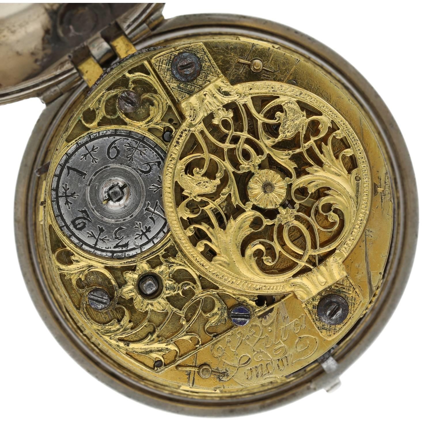 John Wilter, London - English 18th century silver pair cased verge pocket watch, the fusee - Bild 4 aus 10